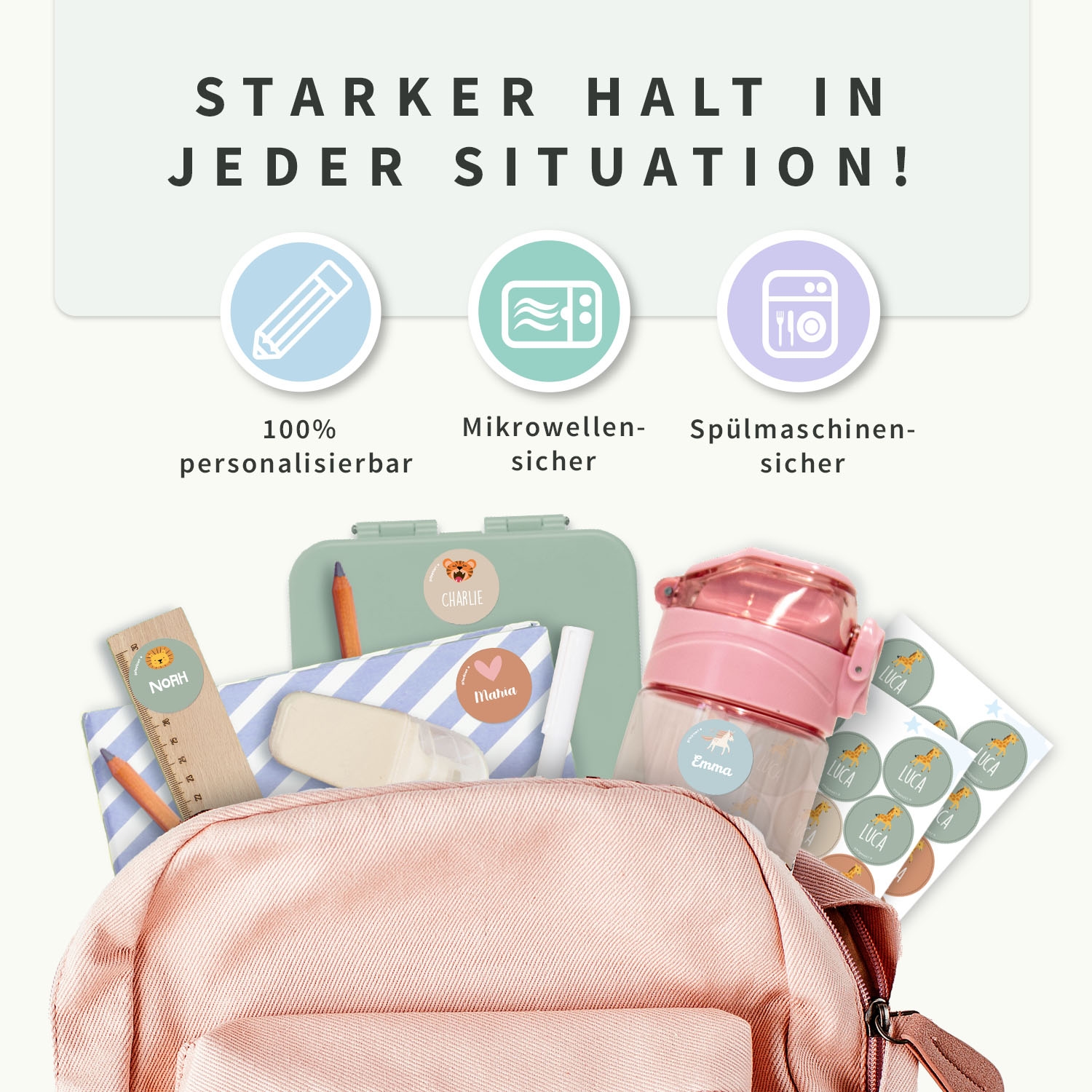 Runde Thema Namensaufkleber