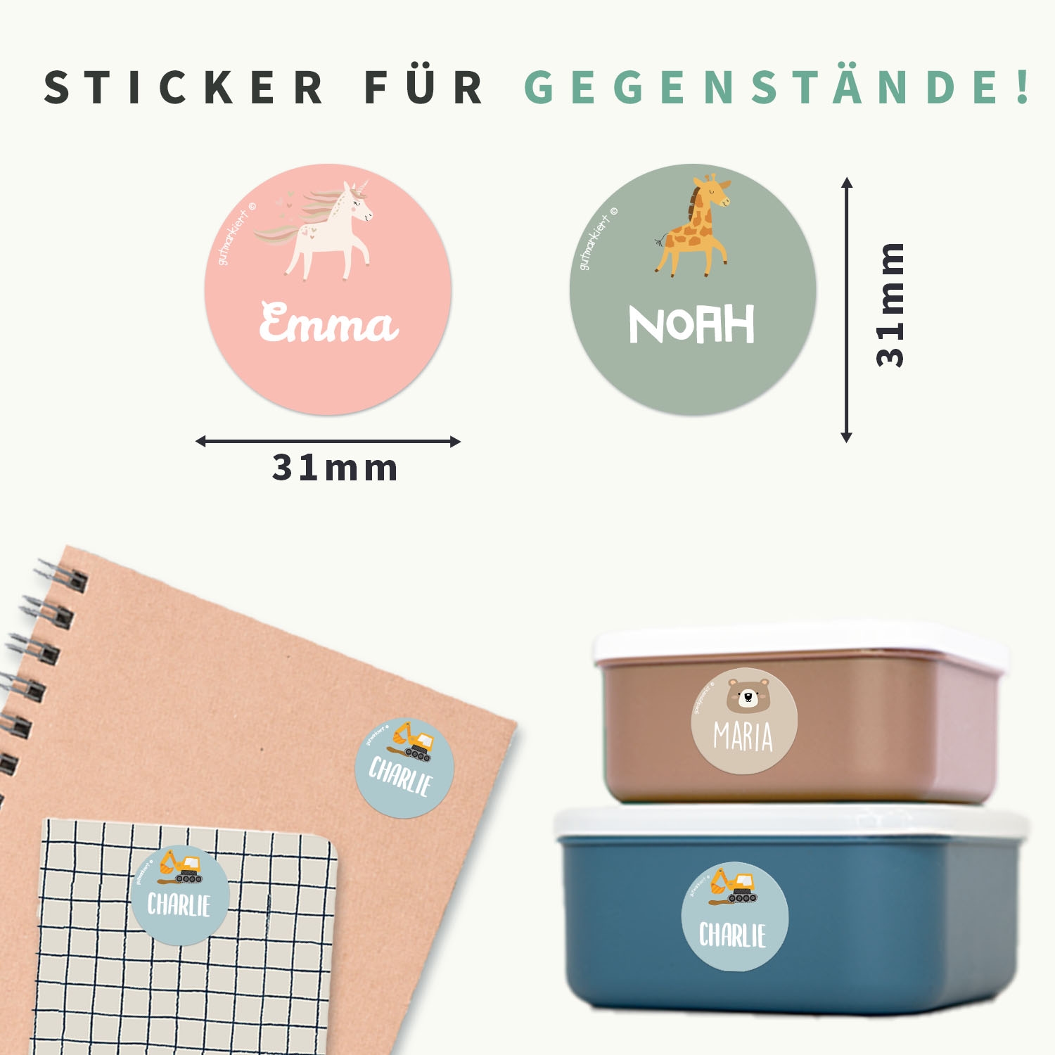 Runde Thema Namensaufkleber