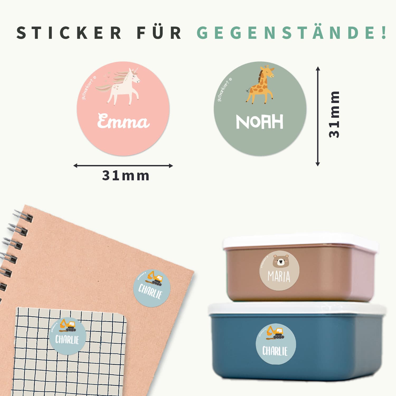 Runde Thema Namensaufkleber