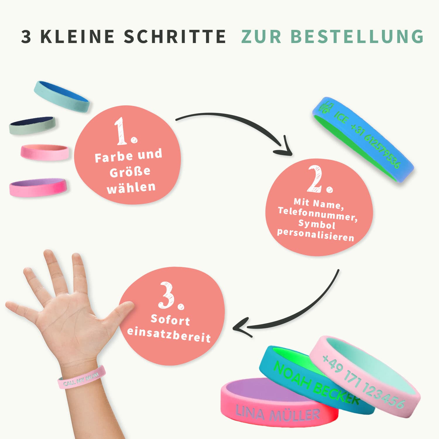 SOS-Armband Kind – zweifarbig