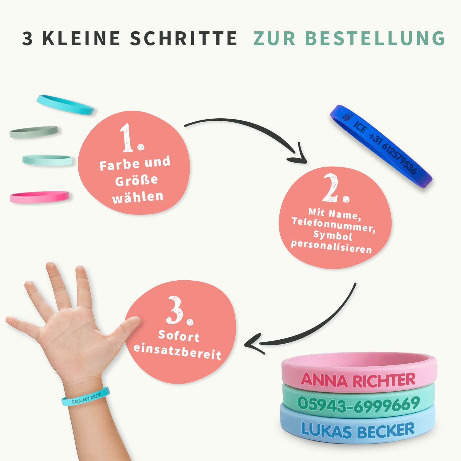 SOS Armband Kind - schmal