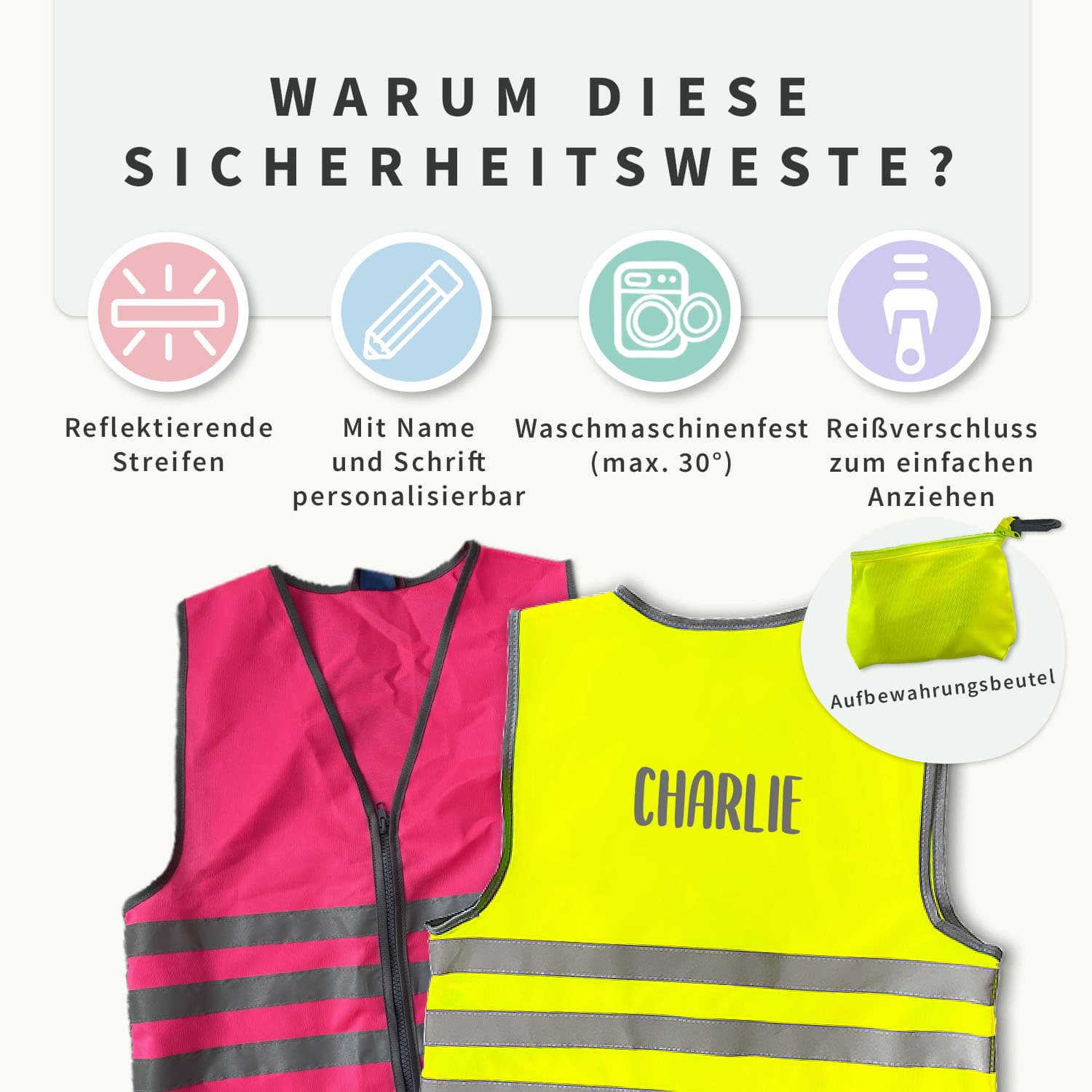 Sicherheitsweste für Kinder mit Namen - Basic
