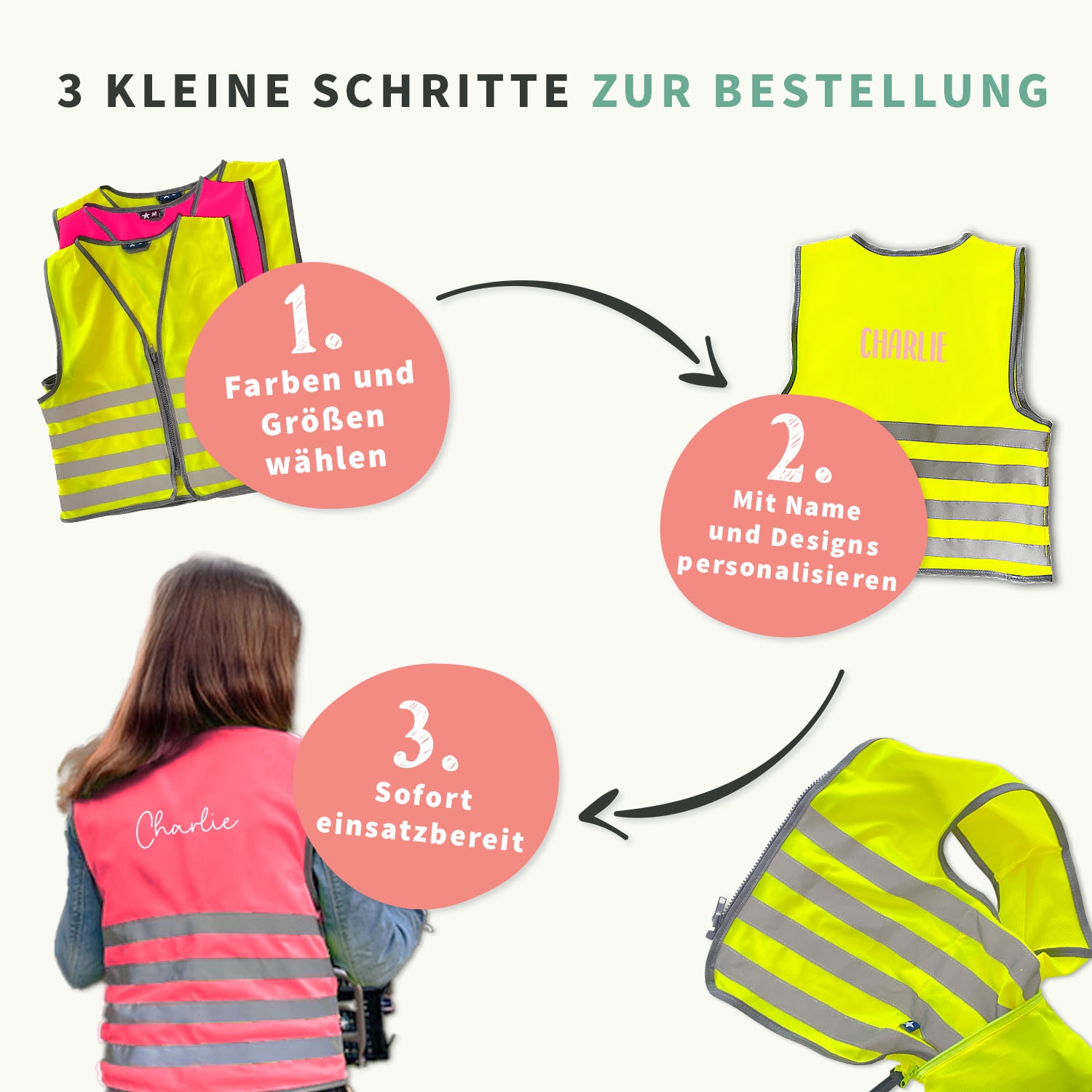 Sicherheitsweste für Kinder mit Namen - Basic