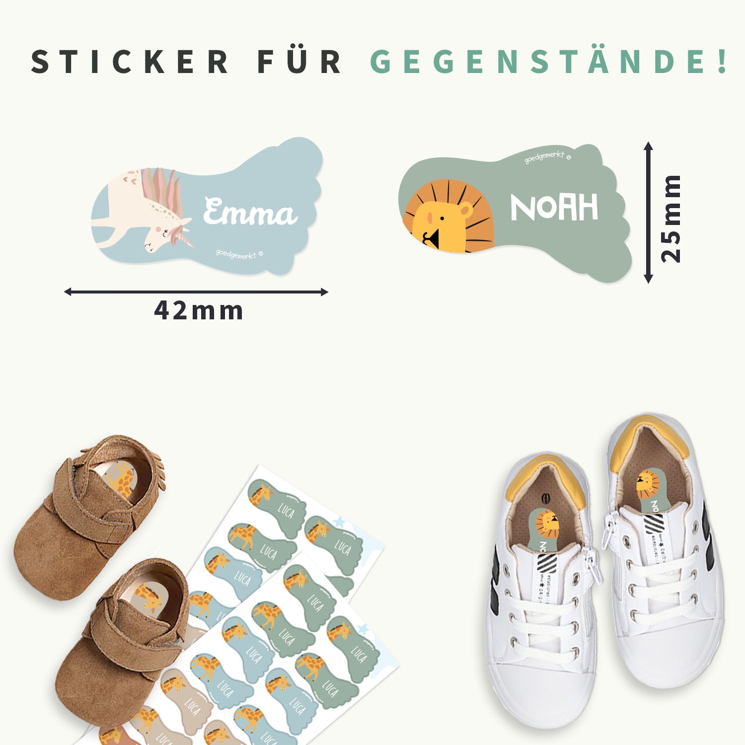 Personalisierte Schuh-Etiketten