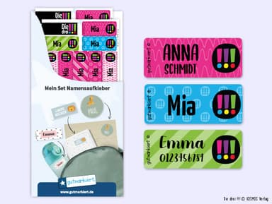 Kleine Namensaufkleber – Die drei !!!