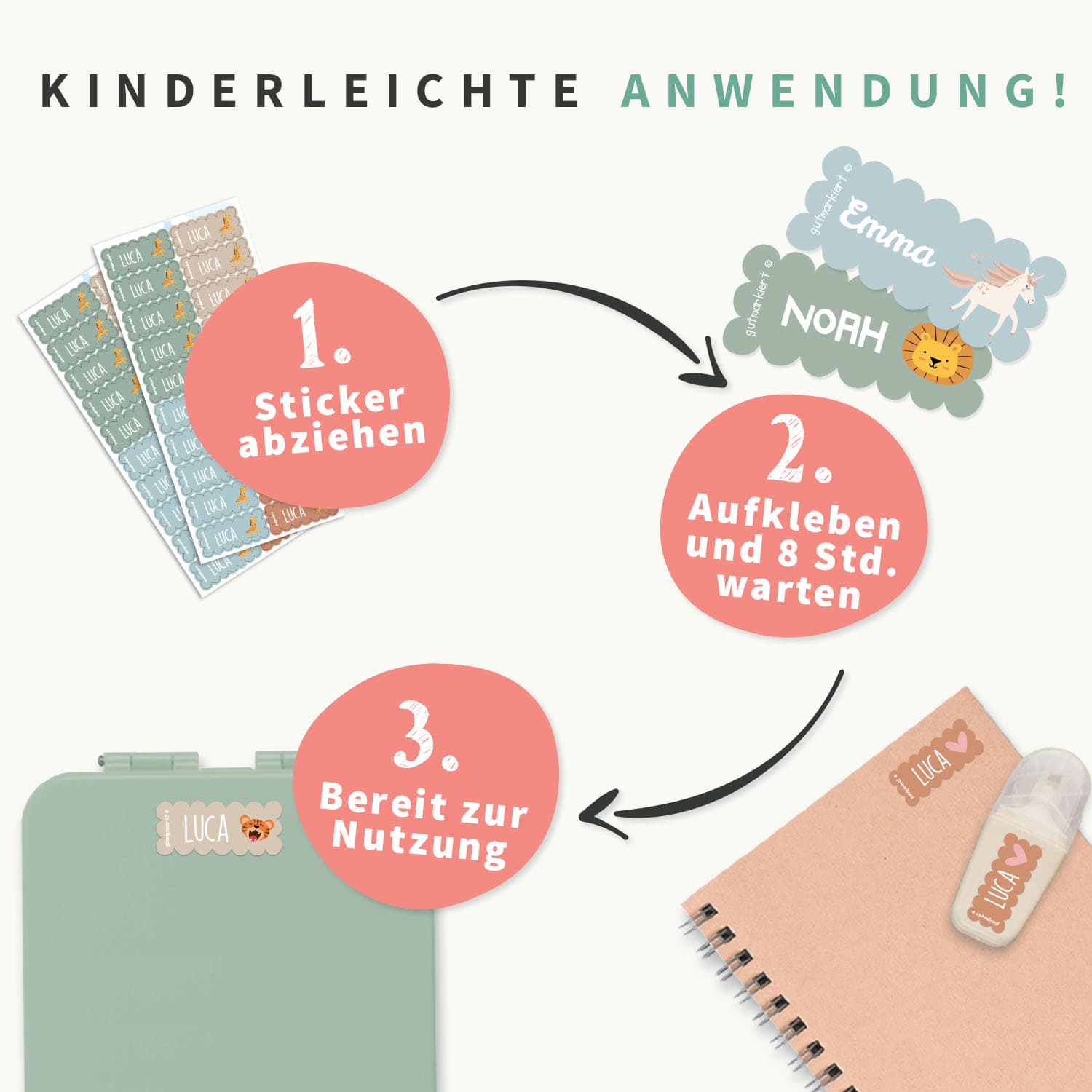 Wave Thema Namensaufkleber