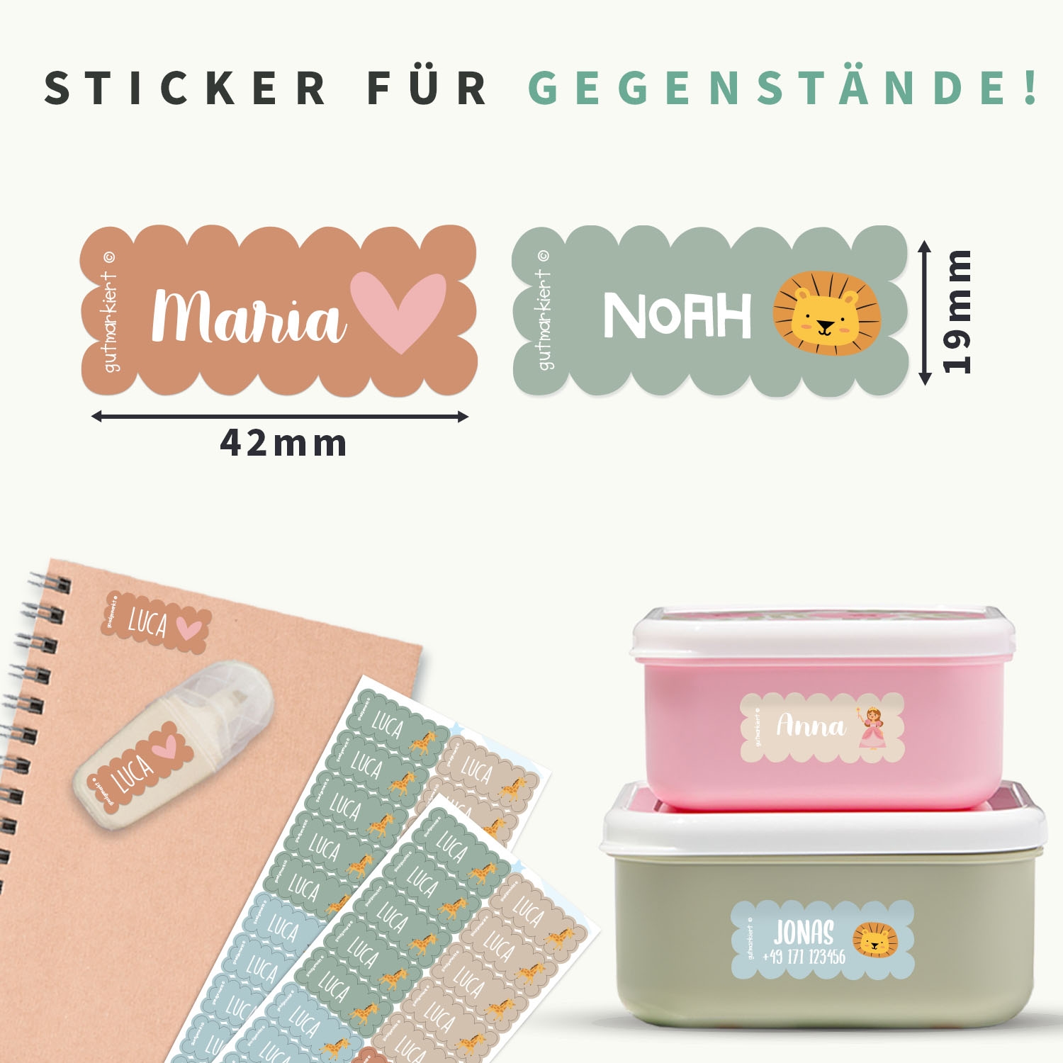 Wave Thema Namensaufkleber