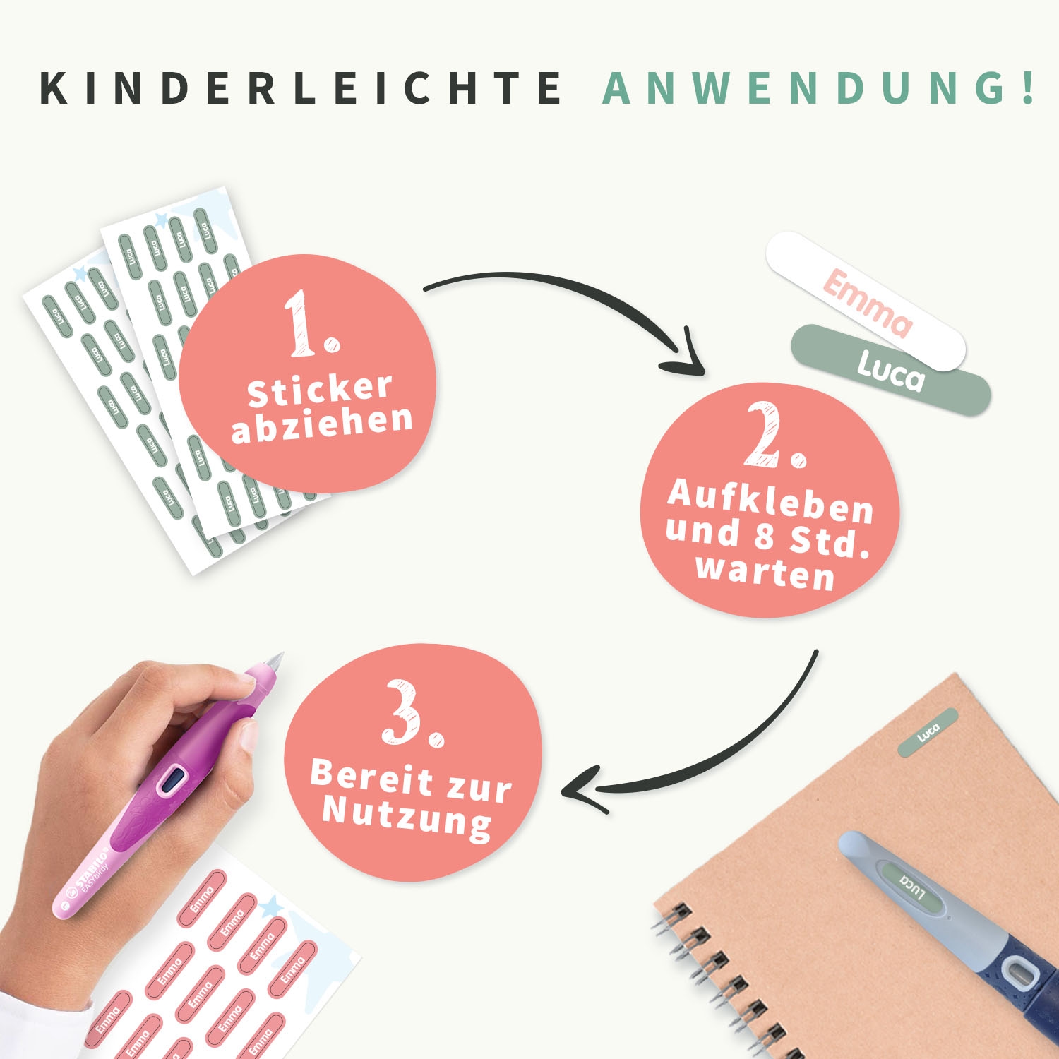 STABILO EASYbirdy + Mini XS Namensaufkleber
