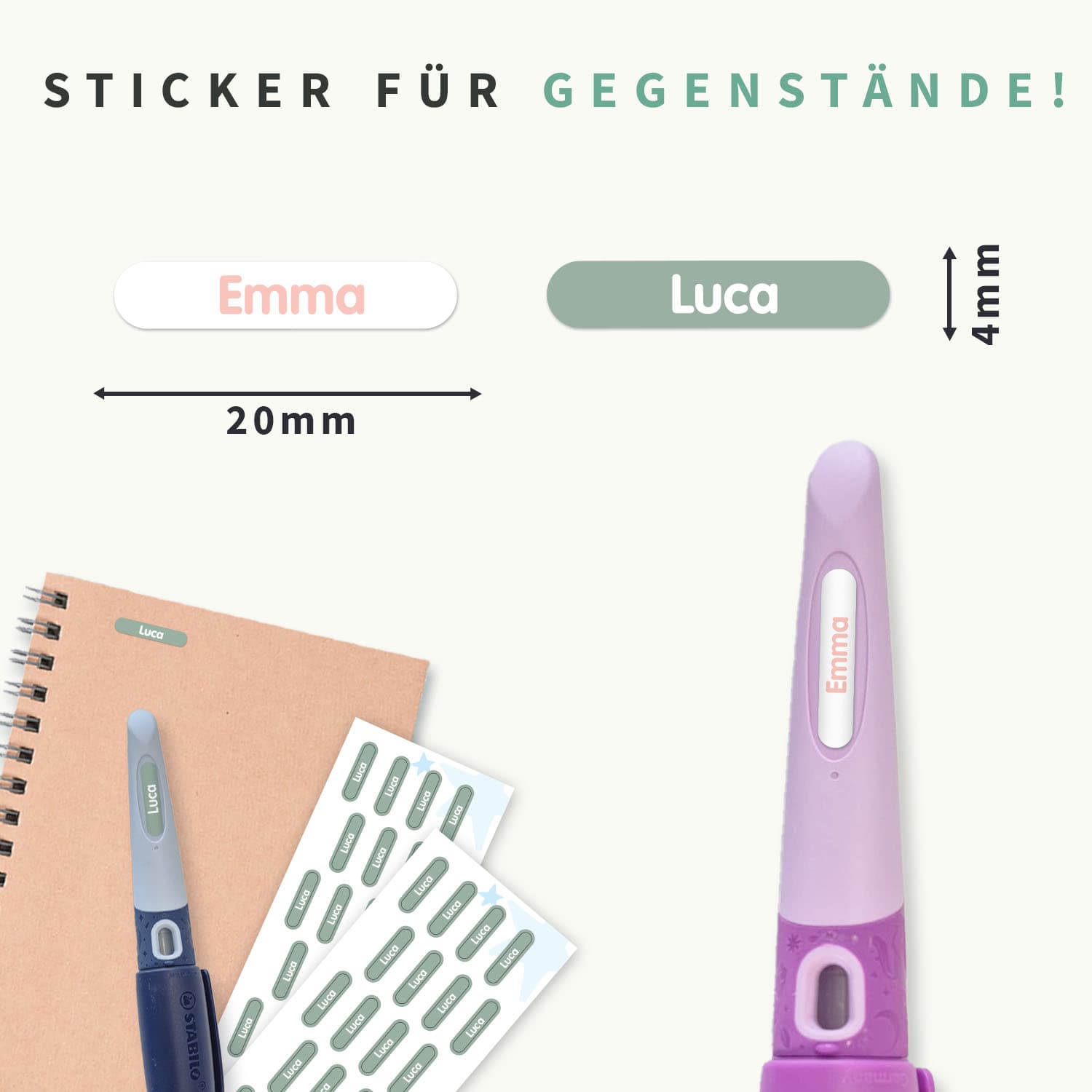 STABILO EASYbirdy + Mini XS Namensaufkleber