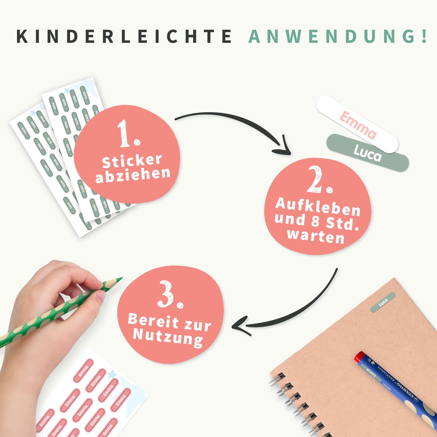 STABILO EASYcolors (6 Stück) + Mini XS Namensaufkleber