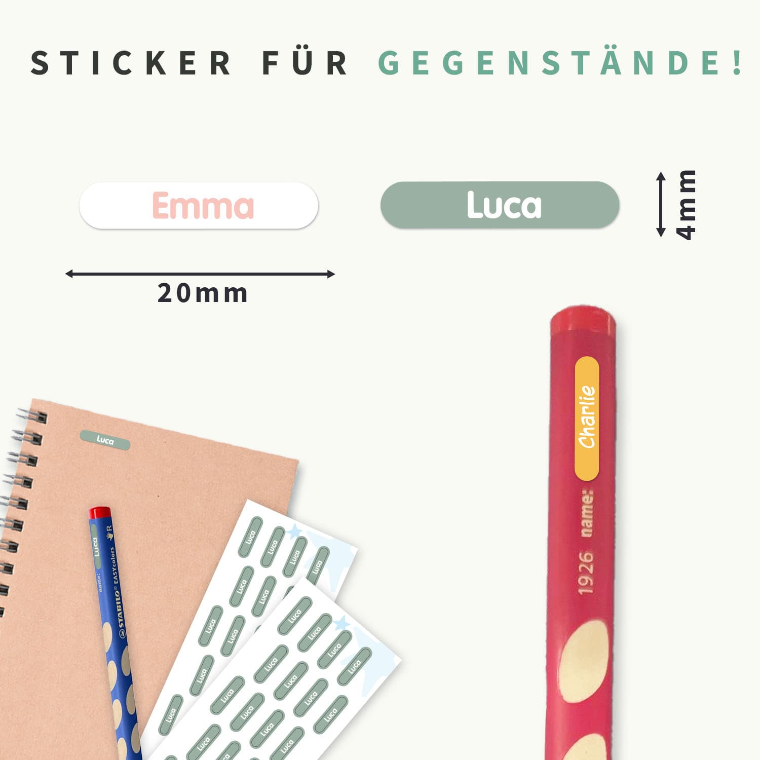 STABILO EASYcolors (6 Stück) + Mini XS Namensaufkleber