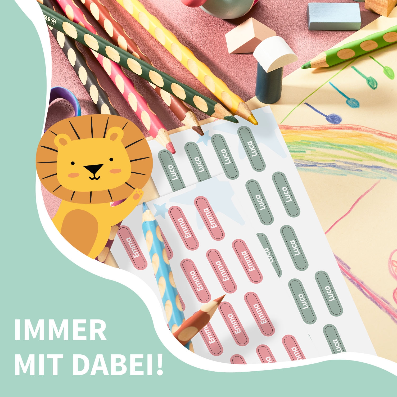 STABILO EASYcolors (6 Stück) + Mini XS Namensaufkleber