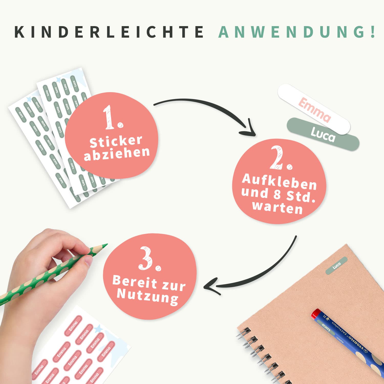 STABILO EASYcolors (12 Stück) + Mini XS Namensaufkleber