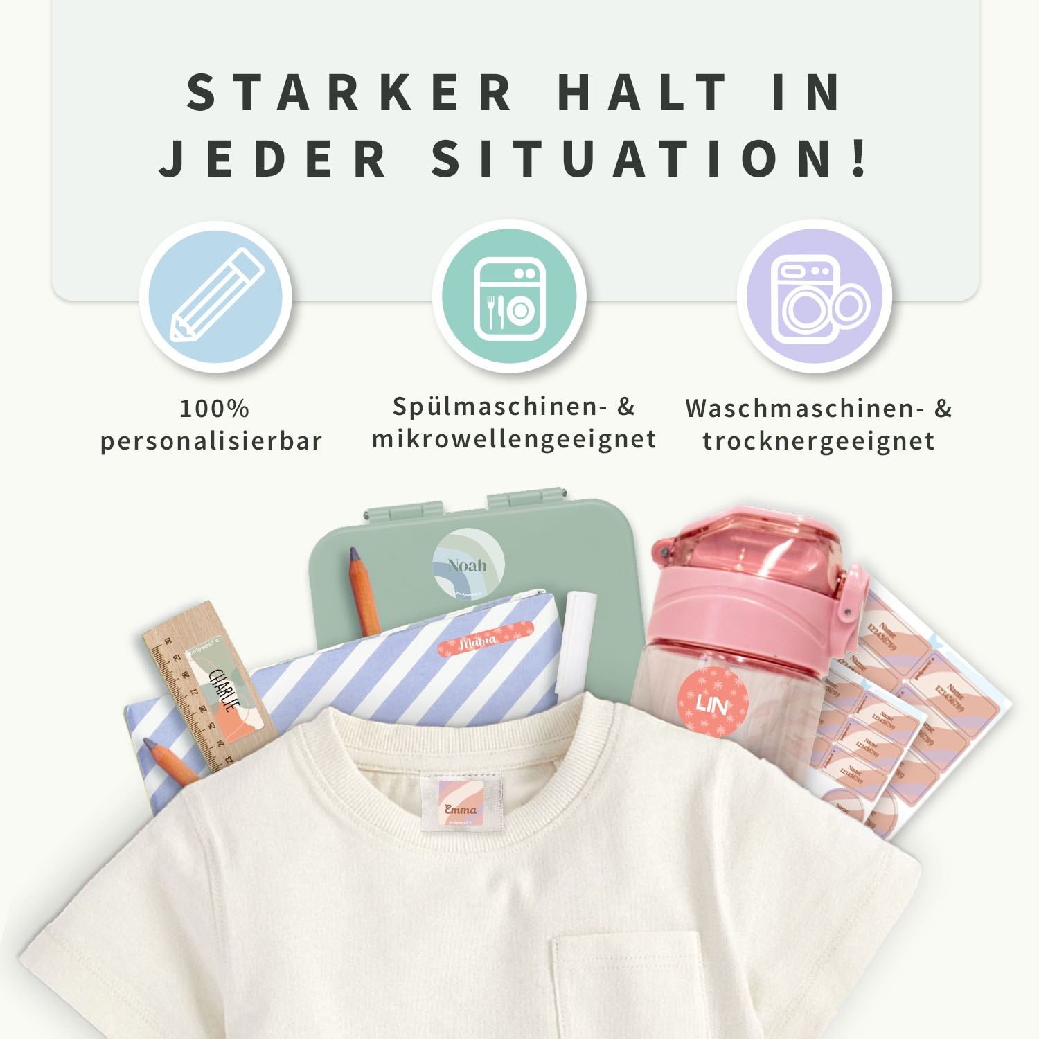 Namens- & Textilaufkleber Kombi-Vorteilspaket - Design
