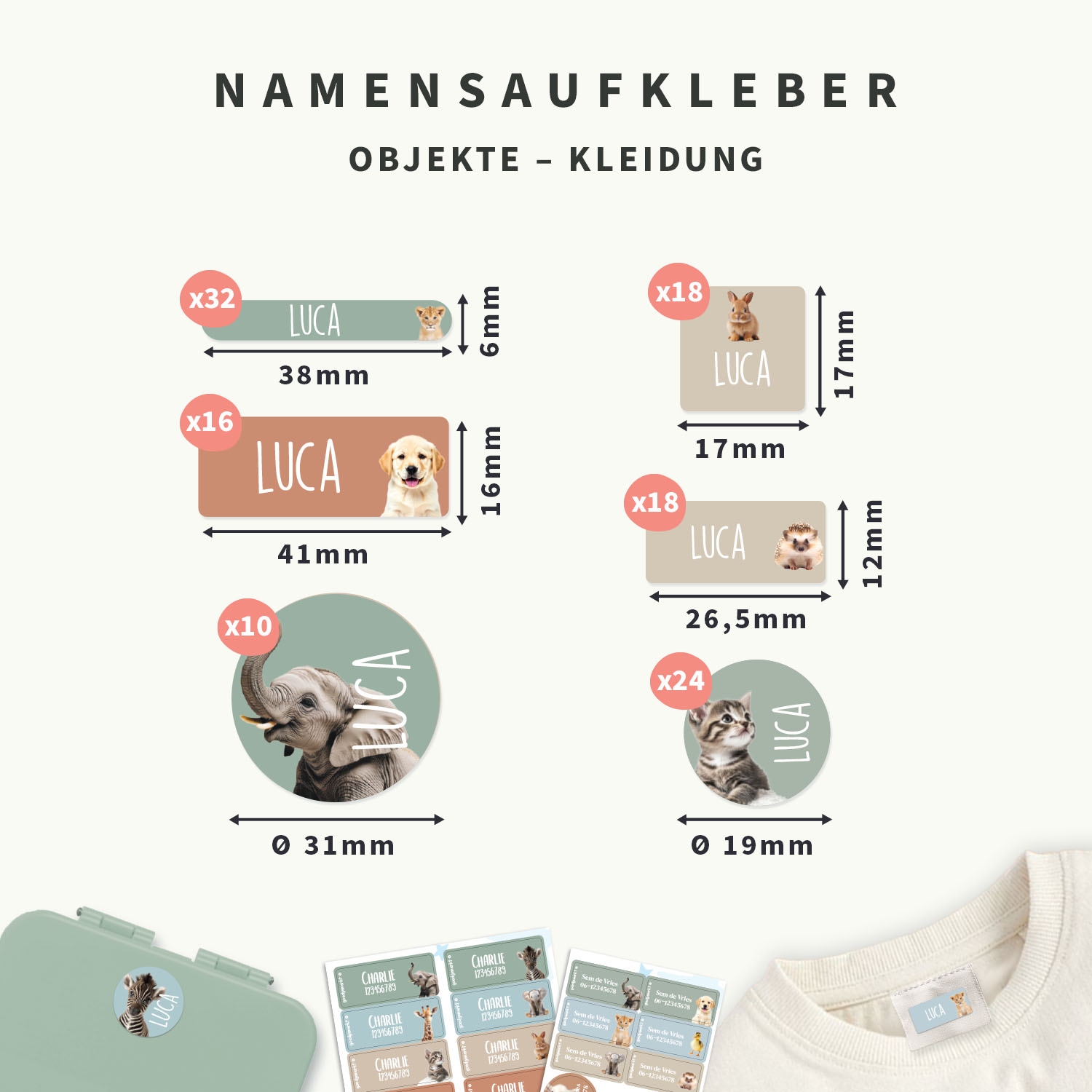 Namens- & Textilaufkleber Kombi-Vorteilspaket - Real World