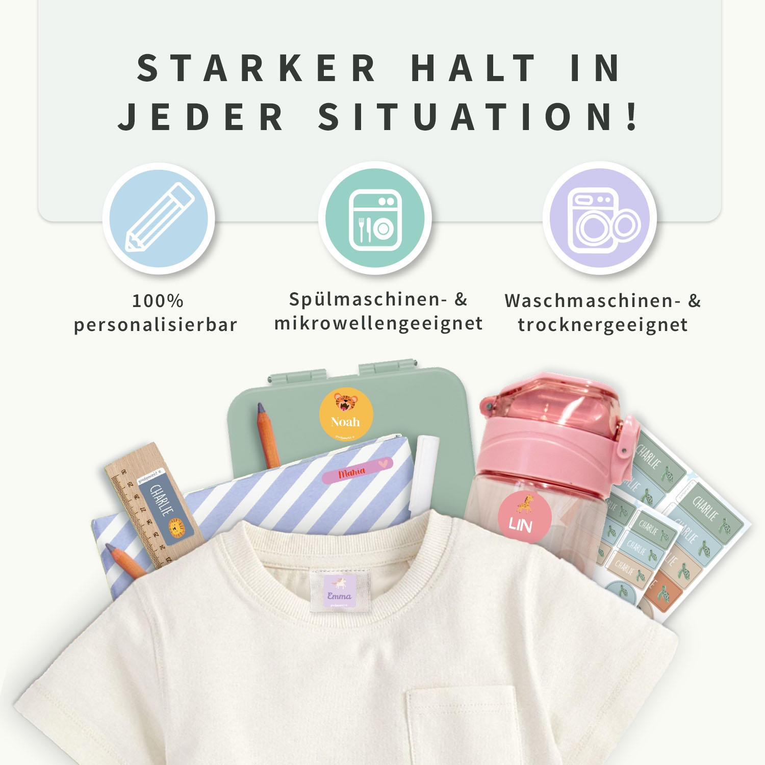 Namens- & Textilaufkleber Kombi-Vorteilspaket - Thema