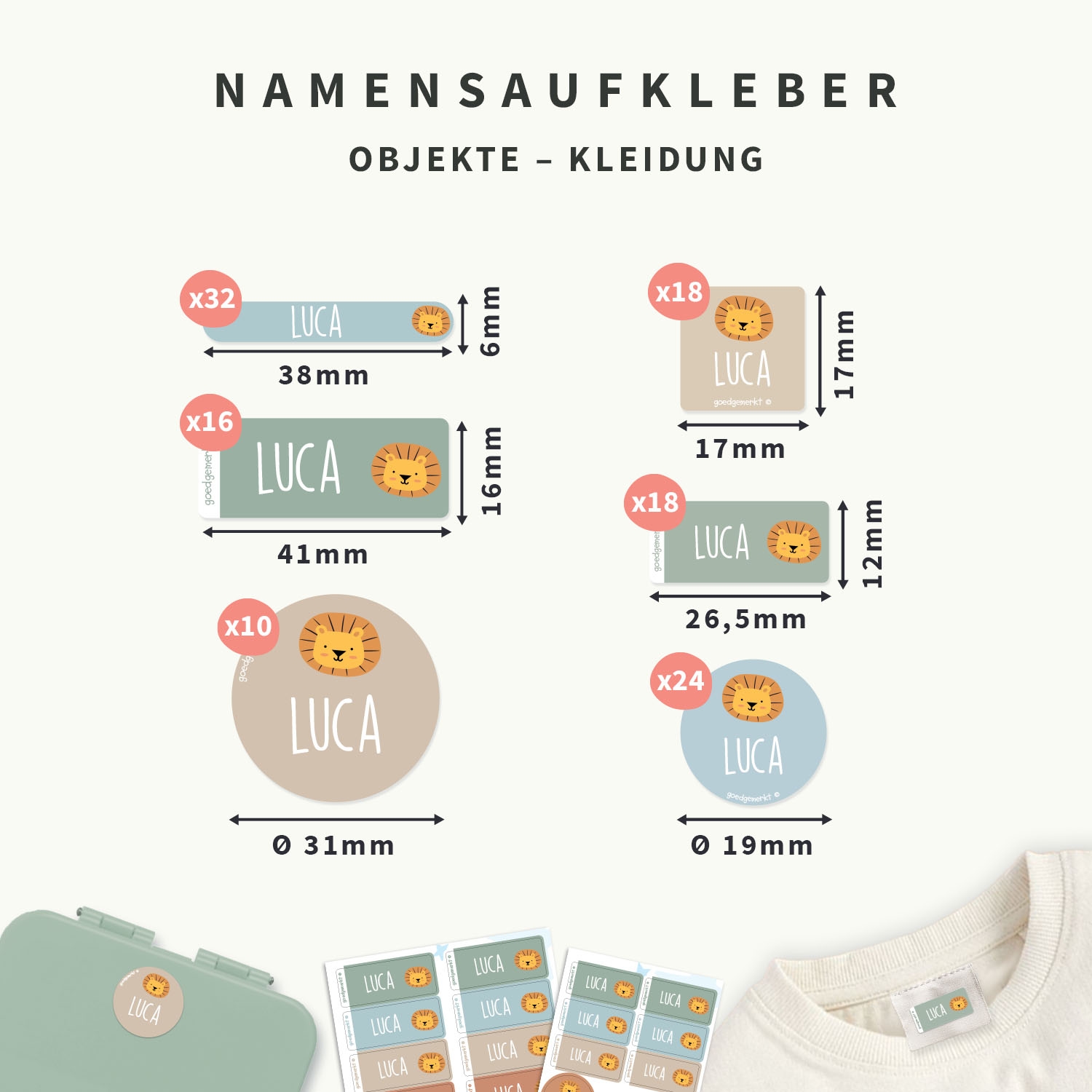 Namens- & Textilaufkleber Kombi-Vorteilspaket - Thema