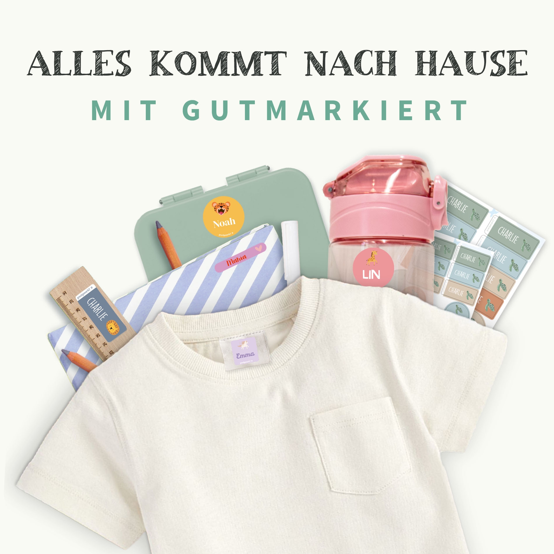 Namens- & Textilaufkleber Kombi-Vorteilspaket - Thema