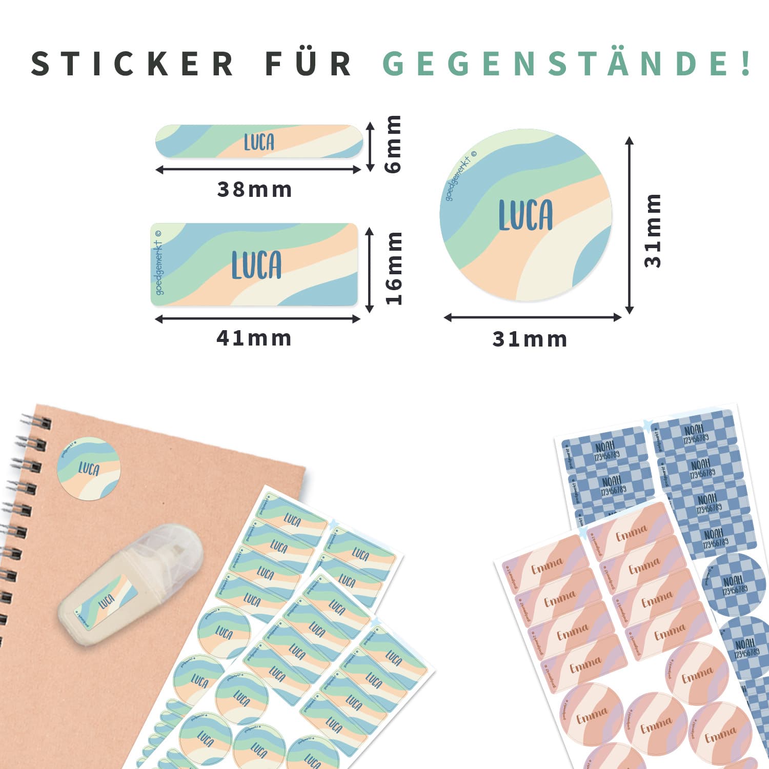 Namensaufkleber Vorteilspaket - Design