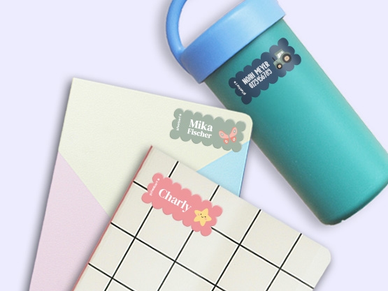 Wave Thema Namensaufkleber