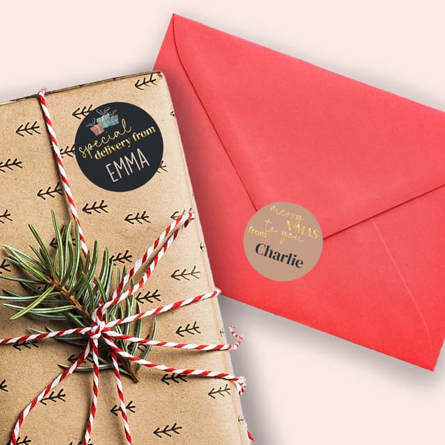 Weihnachtsaufkleber mit Namen