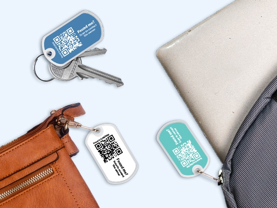 Lost & Found QR-Taschen- und Schlüsselanhänger